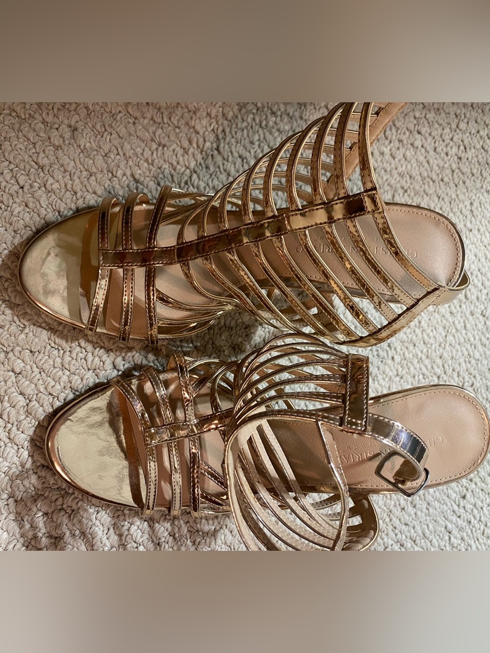Christian Siriano Metallic Rose Gold Strappy Heeled Sandals